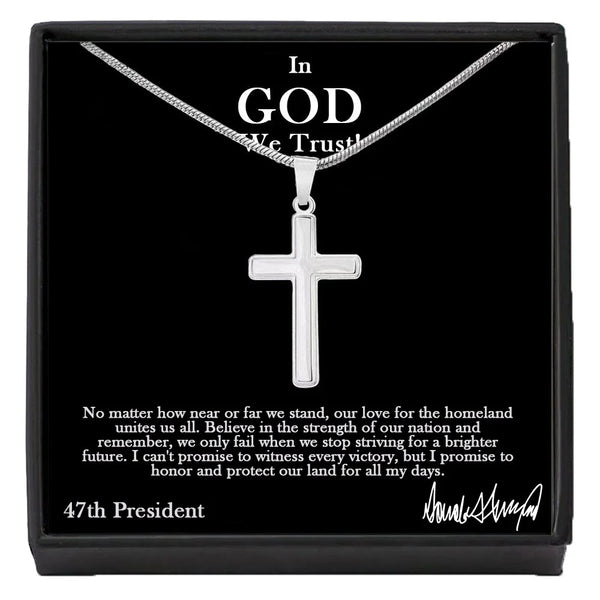 Sterling Silver 47 President “In God We Trust” Cross Necklace - Image 4